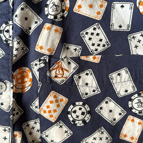 Original Penguin by Munsingwear Men’s Button Down Cards Poker Chips Size Medium - Picture 5 of 11